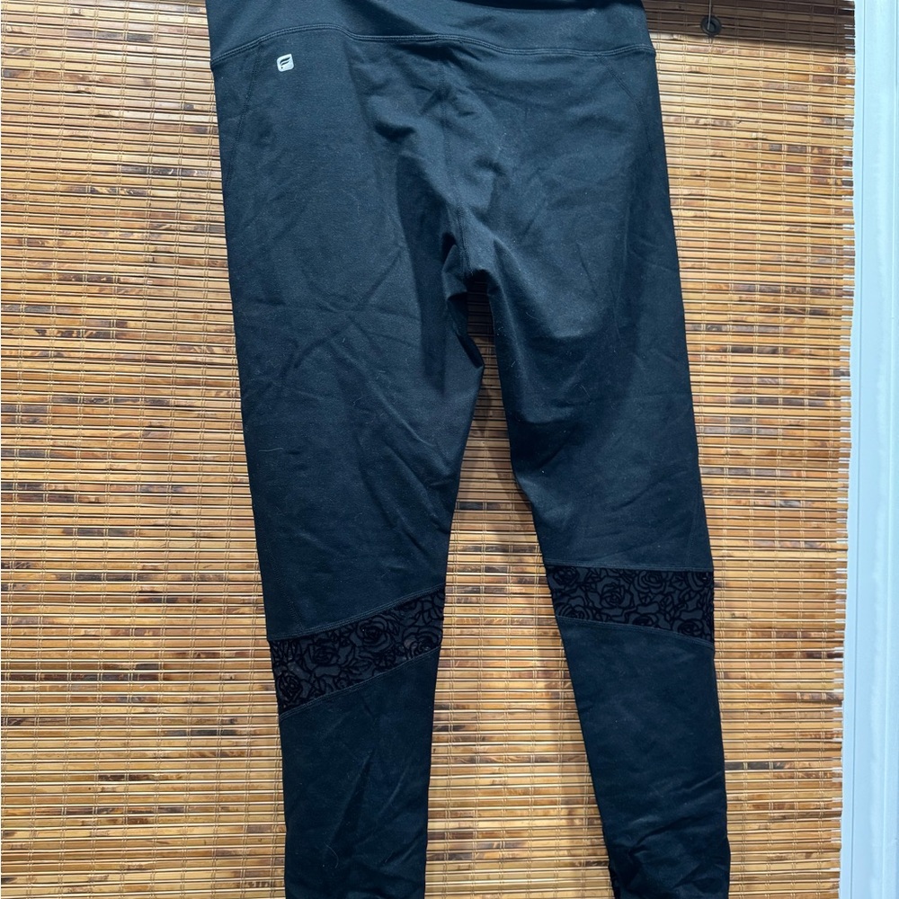 Athleta Navy Blue Leggings with Black faux leather patch - Picture 8 of 8